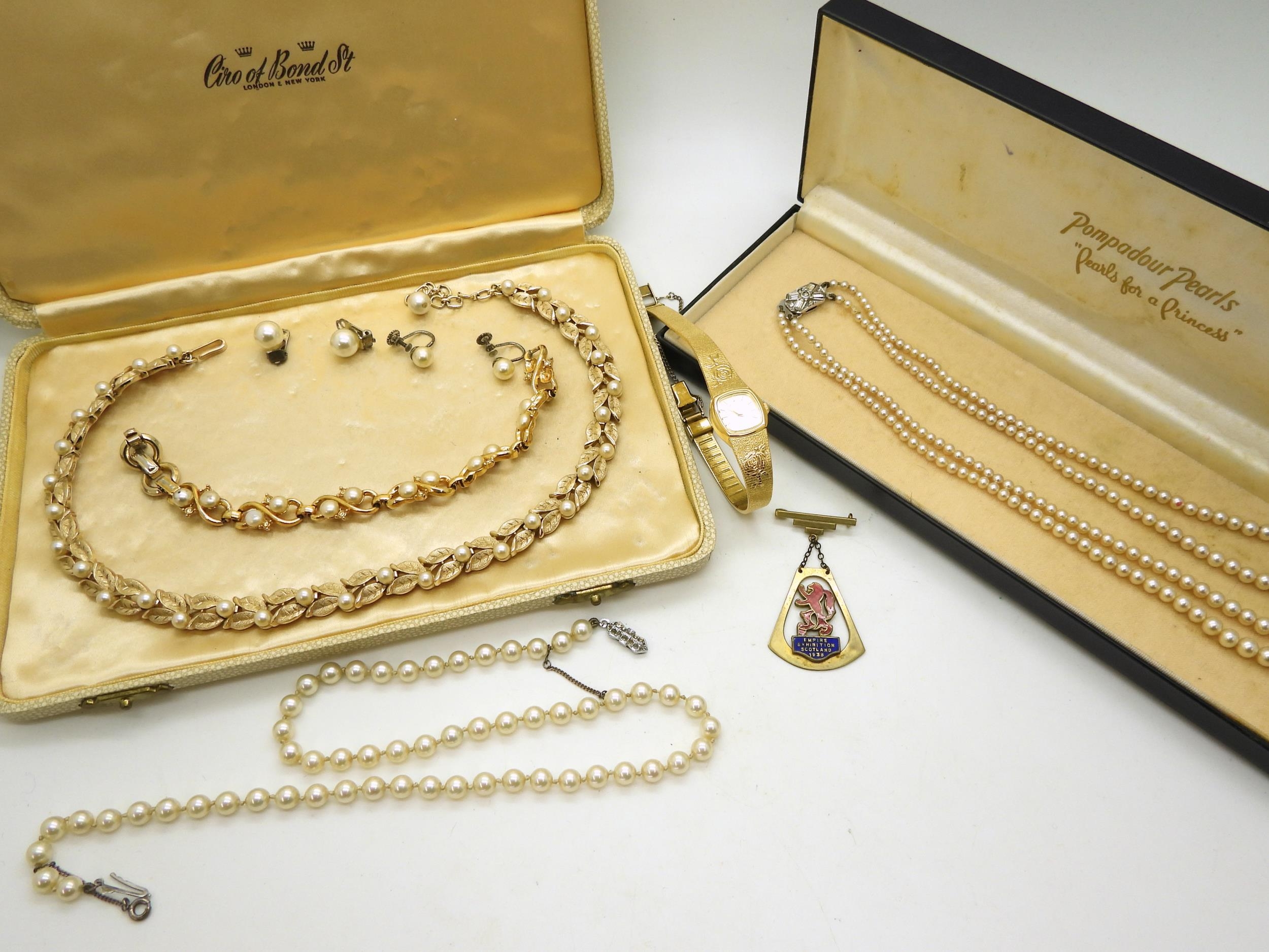 a vintage boxed Ciro necklace further boxed Pompador pearls a