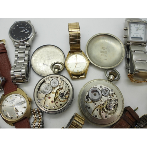 832 - Two Military pocket watches, a Record Dreadnought A2082, pheon mark GS. Mk. II, with Dennison case s... 