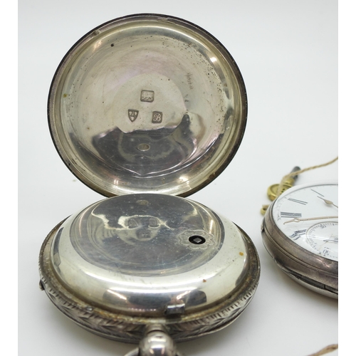 837 - A silver open face pocket watch, Chester hallmarks 1902, the movement signed D. Hyman Edinburgh, a f... 