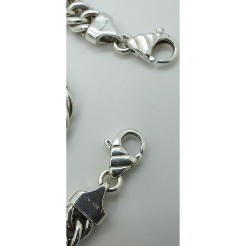 838 - An Italian made silver double curb chain necklace length 45.5cm, together with a matching bracelet l... 