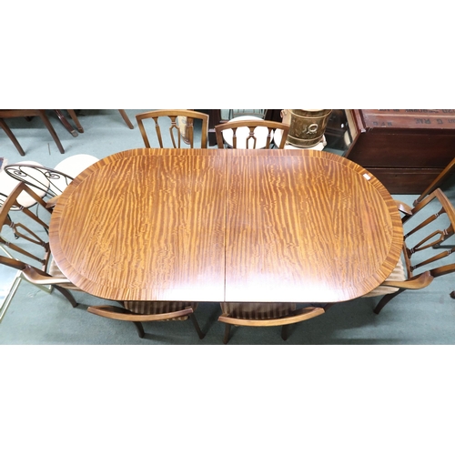 105 - A 20th century mahogany D end extending dining table, 76cm high x 181cm long x 91cm deep and six cha... 