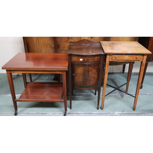 117 - A large mixed lot comprising set of three mahogany parlour chairs, chromed towel rail, head board, w... 