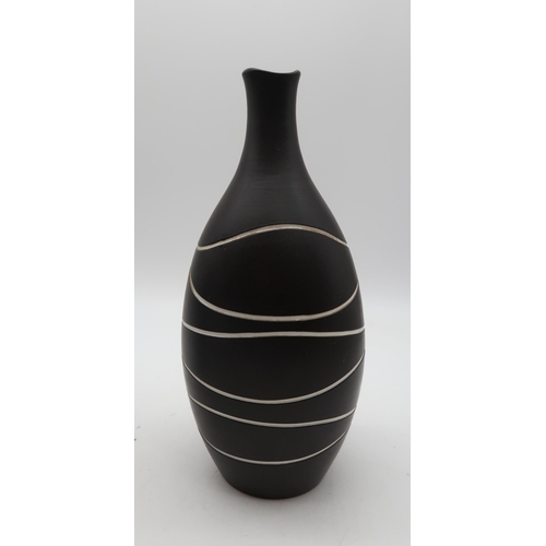 226A - Hordis Olddfors for Upsala Ekeby - a black glaze vase from the Atoll series, and a similar Gouda jug... 