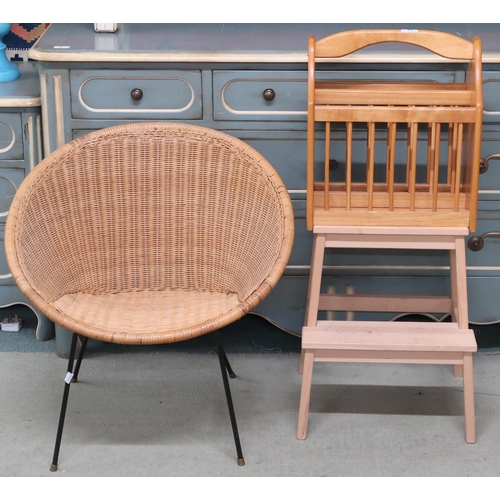 62 - A lot comprising a mid 20th century wicker 