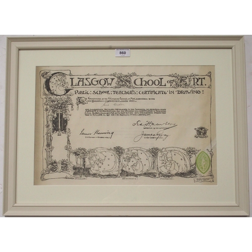 860 - AFTER ANNIE FRENCH G.S.A Certificate for Drawing to Jane Gordon, print,31 x 46cm... 