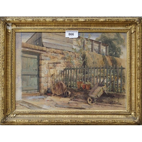 866 - WILLIAM LEIGHTON LEITCH The tool shed corner, Houston, monogrammed watercolour, dated 1849 23 x... 