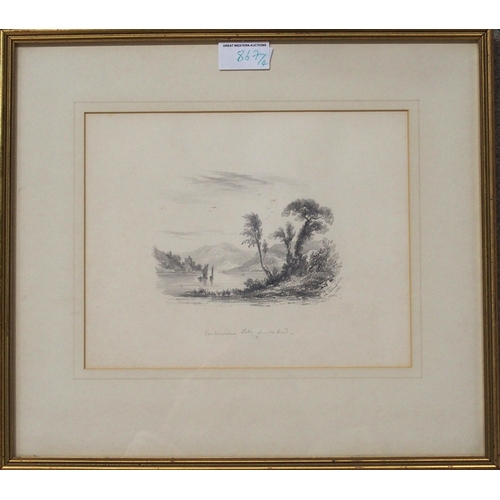 867 - JOHN EWBANK Windermere Lake and another, circa 1831, pencil drawing, 19 x 24cm and 22 x 18cm,WS Larg... 