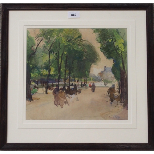 869 - TOM ROSS Park scene, signed, watercolour, 29 x 32cm