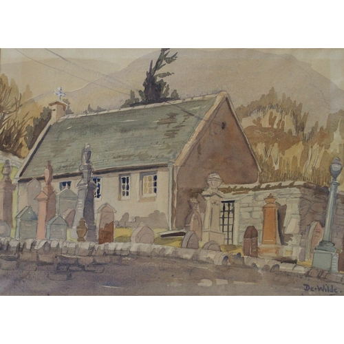 892 - DONALD WILDE Dunlichity Church, watercolour, 29 x 40cm, R INGLIS Carmunnock, watercolour, 1895,... 