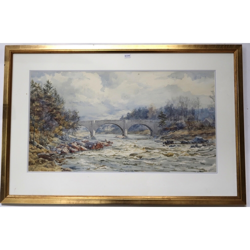 900 - M. PARKET, Potarch Bridge on the river Dee, watercolour, 40 x 73cm, signed lower right... 