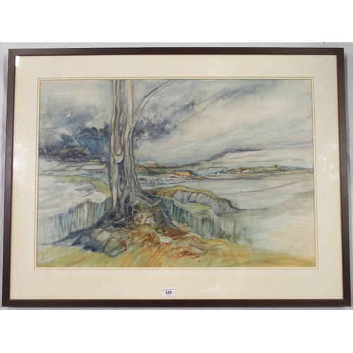 920 - NEIL LAMONT (ENGLISH b.1955) AGAINST A HOLLOW SKY Watercolour, signed lower centre, 52 x 7... 