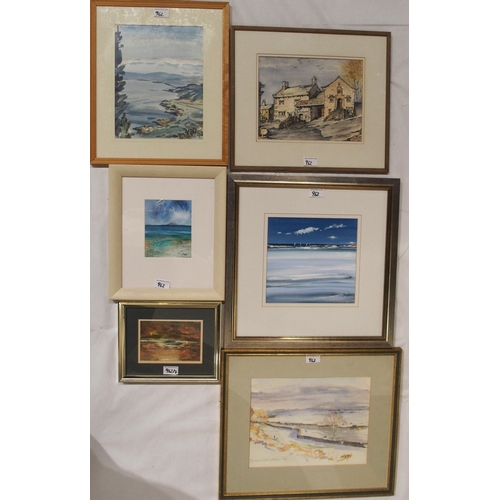 962 - SEA VIEWS A various lot comprising watercolours by Clow, Maclean, Scott etc. and a mixed media ... 