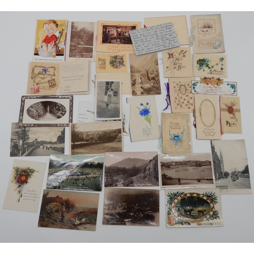 351 - A lot comprising  approximately 100 post cards to include Scottish topographical examples with inter... 