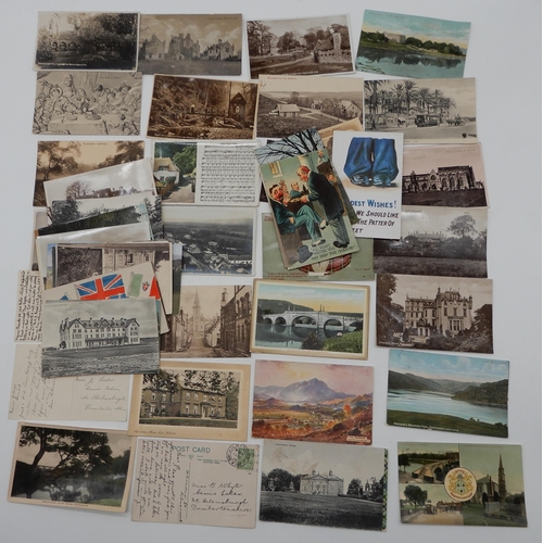 351 - A lot comprising  approximately 100 post cards to include Scottish topographical examples with inter... 