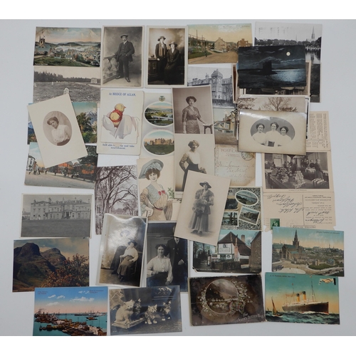 351 - A lot comprising  approximately 100 post cards to include Scottish topographical examples with inter... 