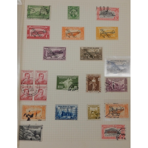 355 - A world stamp collection in with interesting U.S.A on sheets, Spain, Greece etc all periods covered