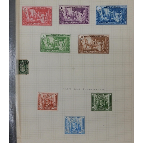 355 - A world stamp collection in with interesting U.S.A on sheets, Spain, Greece etc all periods covered