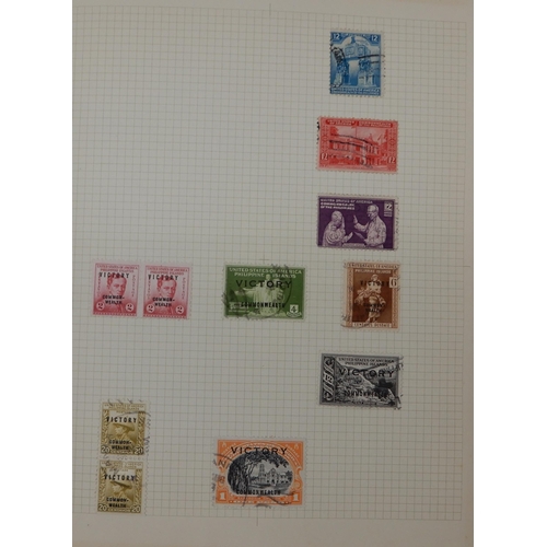 355 - A world stamp collection in with interesting U.S.A on sheets, Spain, Greece etc all periods covered