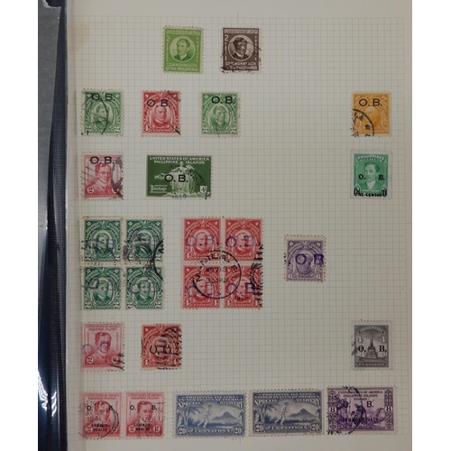 355 - A world stamp collection in with interesting U.S.A on sheets, Spain, Greece etc all periods covered