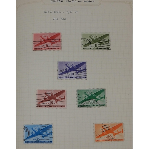 355 - A world stamp collection in with interesting U.S.A on sheets, Spain, Greece etc all periods covered