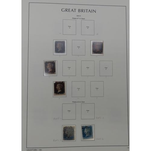 363 - Great Britain a collection in six albums from 1840 to 1980's with 1/d black, many line engraved 1/d ... 