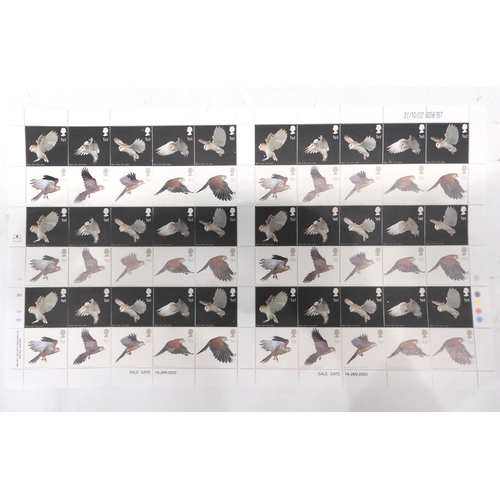 403 - GREAT BRITAIN UNCUT PRESS SHEETS a master sheet of 208767 Barn Owl and Kestral 1st class stamps 21/1... 