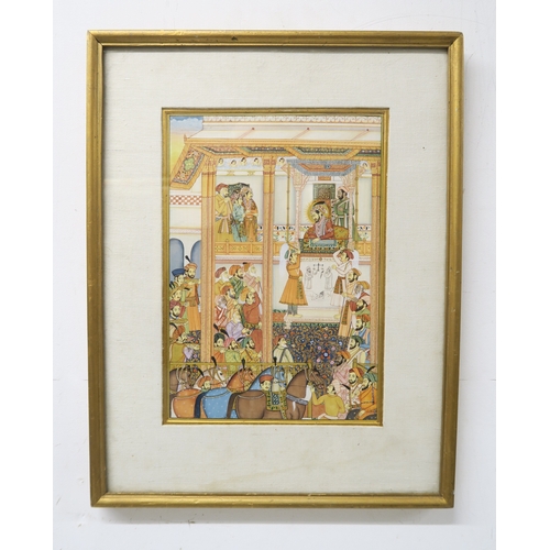 2358 - PERSIAN SCHOOL Persian king and courtiers, gouache, 25 x 17cm