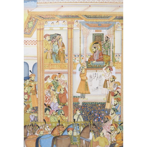 2358 - PERSIAN SCHOOL Persian king and courtiers, gouache, 25 x 17cm