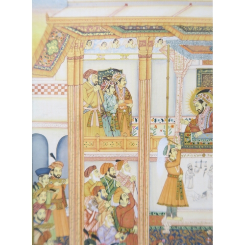 2358 - PERSIAN SCHOOL Persian king and courtiers, gouache, 25 x 17cm