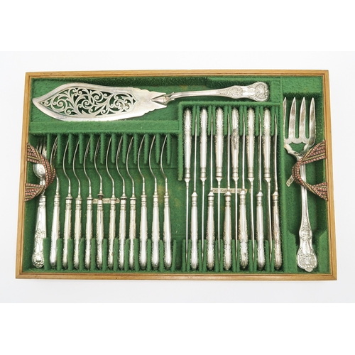 2500 - A CANTEEN OF VICTORIAN SILVER QUEEN'S PATTERN CUTLERYin four layers, assorted makers and dates, main... 