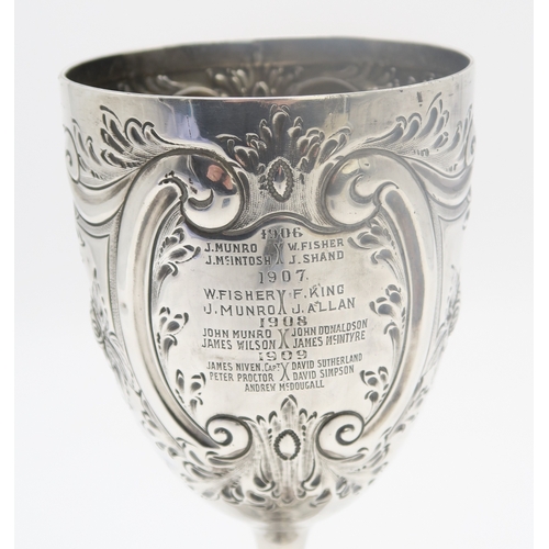 2501 - A LATE-VICTORIAN SILVER PRESENTATION GOBLETby James & William Deakin, London 1900, the body with... 