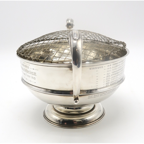 2502 - A GEORGE V SILVER PRESENTATION ROSE BOWLby Joseph Gloster Ltd, Birmingham 1917, of typical form, wit... 