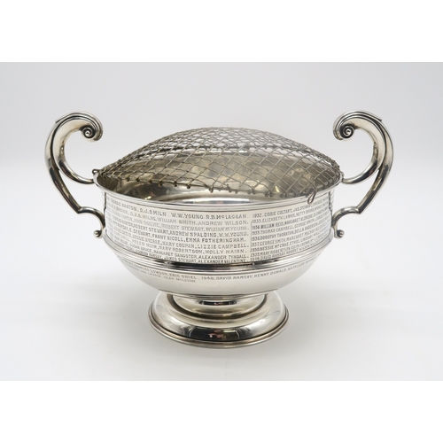 2502 - A GEORGE V SILVER PRESENTATION ROSE BOWLby Joseph Gloster Ltd, Birmingham 1917, of typical form, wit... 