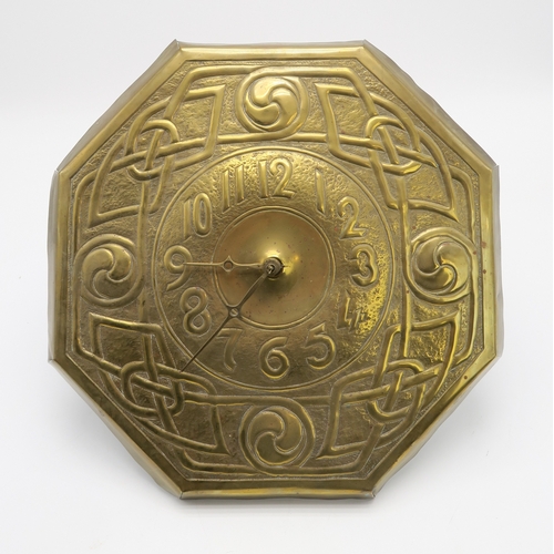 2226 - A GLASGOW SCHOOL CELTIC REVIVAL WALL CLOCKof octagonal form with repousse knotwork decoration and Ar... 