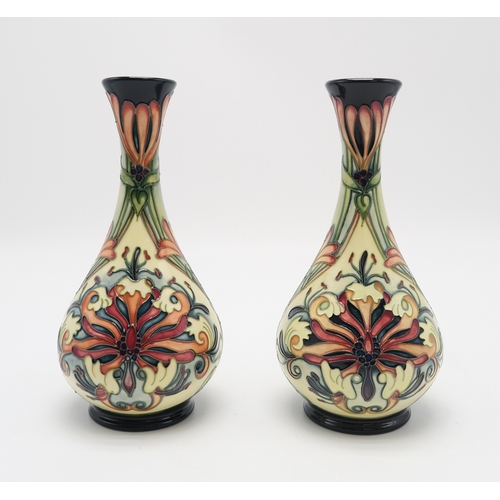 2229 - A PAIR OF MOORCROFT FLORIAN DREAM PATTERN VASES designed by Rachel Bishop, circa 2004, 23c... 