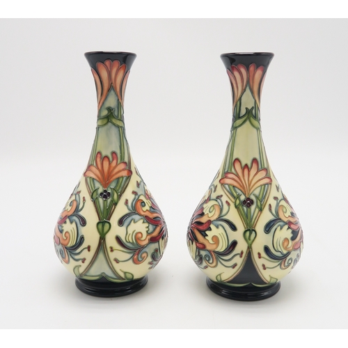 2229 - A PAIR OF MOORCROFT FLORIAN DREAM PATTERN VASES designed by Rachel Bishop, circa 2004, 23c... 