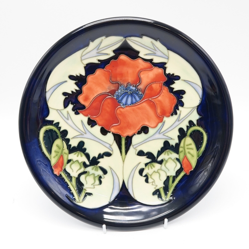 2230 - A PAIR OF MOORCROFT WILLIAM MORRIS POPPY PATTERN VASESof squat baluster form, each 11cm high, togeth... 