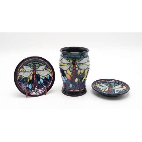 2231 - A MOORCROFT POTTERY FAVRILE PATTERN VASEdecorated with Art Nouveau style dragonflies, designed by Ni... 