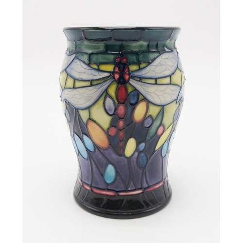 2231 - A MOORCROFT POTTERY FAVRILE PATTERN VASEdecorated with Art Nouveau style dragonflies, designed by Ni... 