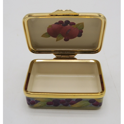 2241 - A MOORCROFT MINIATURE ENAMEL TRINKET BOXdecorated in the Pomegranate pattern, 6cm wide, boxed... 