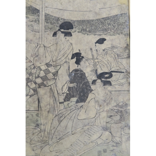 2366 - TOYOKUNI TRIPTYCHDepicting beauties on balconies, 35 x 24cm each print