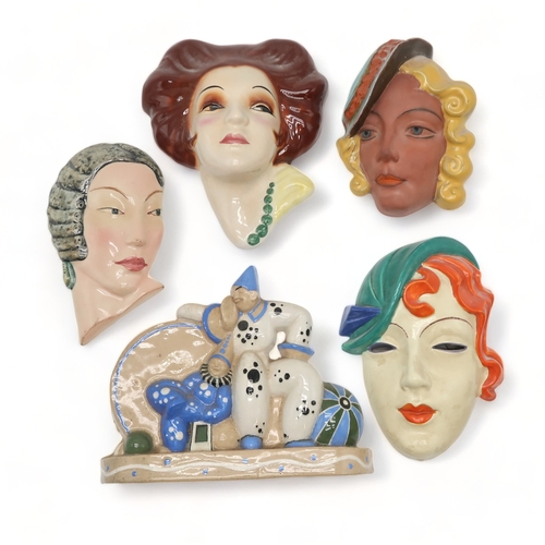 2195 - A COLLECTION OF CZECHOSLOVAKIAN ART DECO WALL MASKSall of girls' heads, some with incised and printe... 