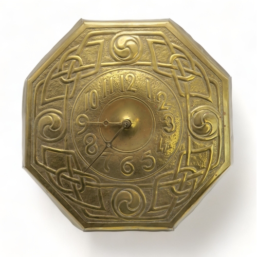 2226 - A GLASGOW SCHOOL CELTIC REVIVAL WALL CLOCKof octagonal form with repousse knotwork decoration and Ar... 