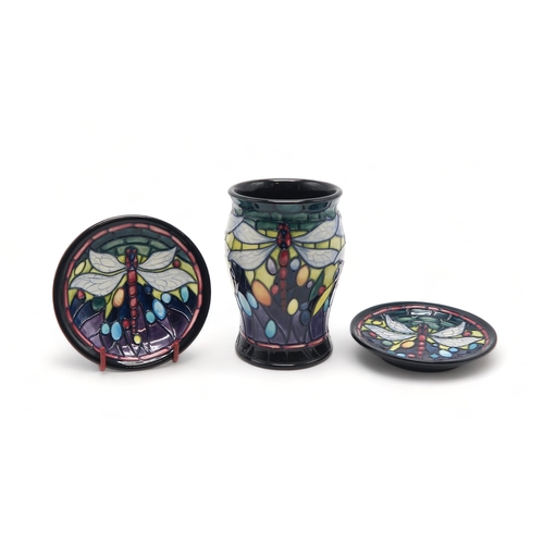 2231 - A MOORCROFT POTTERY FAVRILE PATTERN VASEdecorated with Art Nouveau style dragonflies, designed by Ni... 