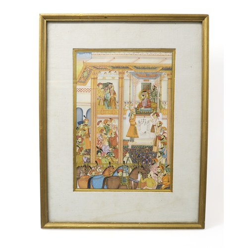 2358 - PERSIAN SCHOOL Persian king and courtiers, gouache, 25 x 17cm