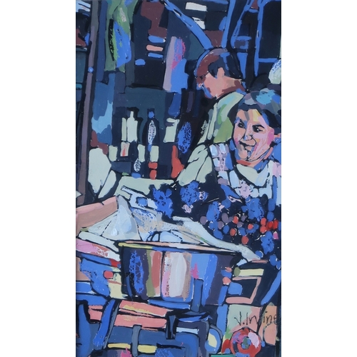 3030 - JENNIFER IRVINE (SCOTTISH CONTEMPORARY)MARKET LADIESAcrylic, signed lower right, 18 x 11cm (7 x 4.25... 