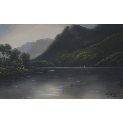 902 - W.COLLINS (SCOTTISH SCHOOL) Loch Ness and Ben Venue, signed, oil on board, 38 x 58cm  Together with ... 