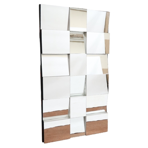 2091 - A LARGE CONTEMPORARY RECTANGULAR STYLIZED WALL MIRROR with angular mirror panes, 152cm x 83cm&n... 