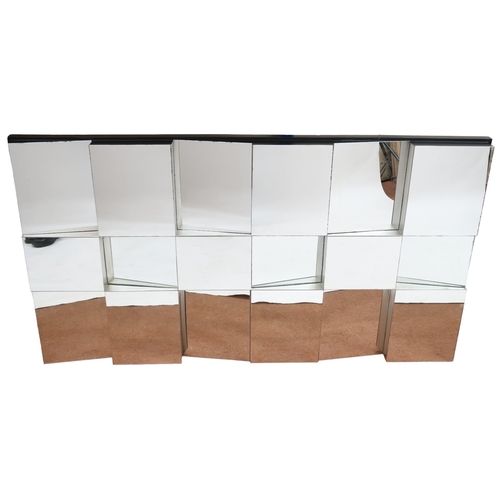 2091 - A LARGE CONTEMPORARY RECTANGULAR STYLIZED WALL MIRROR with angular mirror panes, 152cm x 83cm&n... 