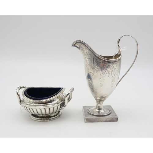 204 - A George III silver cream jug, probably by Peter & Ann Bateman, London 1793, of helmet form, wit... 